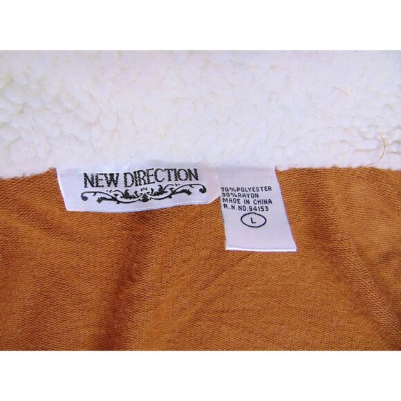 New Direction Women's Open Jacket*Cardigan* Large*Tan shell *Faux Fur Lining EUC - Picture 5 of 5